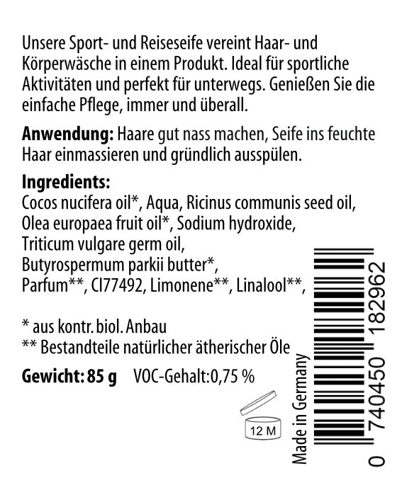 Haarseifentester Aloe Vera, Lavaerde, Schafmilch, Sport- Reiseseife